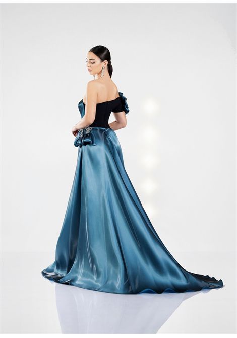 One-Shoulder Dress with Two-Tone Satin Details IMPERO | dress | BL4932-26CAMP