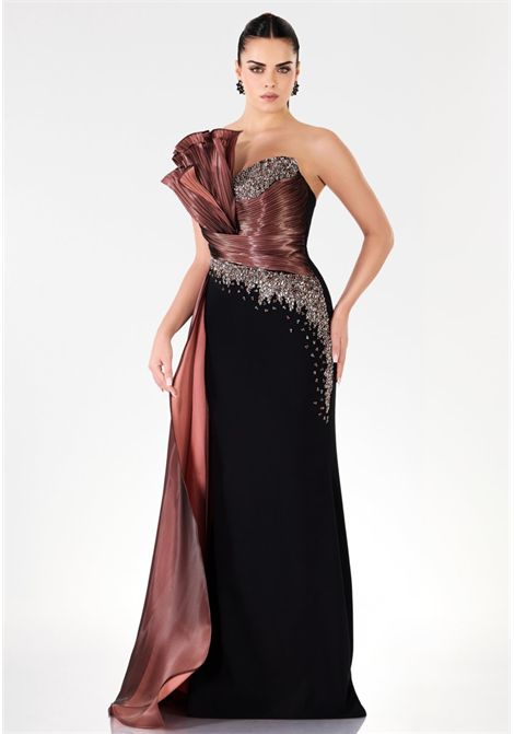 Long dress with contrasting fabric IMPERO | dress | OR7702CAMPIONE