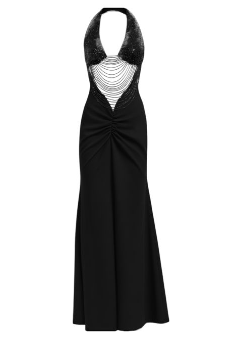 Dress with gathering and appliqués KUEA | dress | YS428305NERO