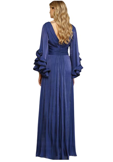 ABITO LUNGO CON VOLANT MAESTRI | Abiti | 5261BLU