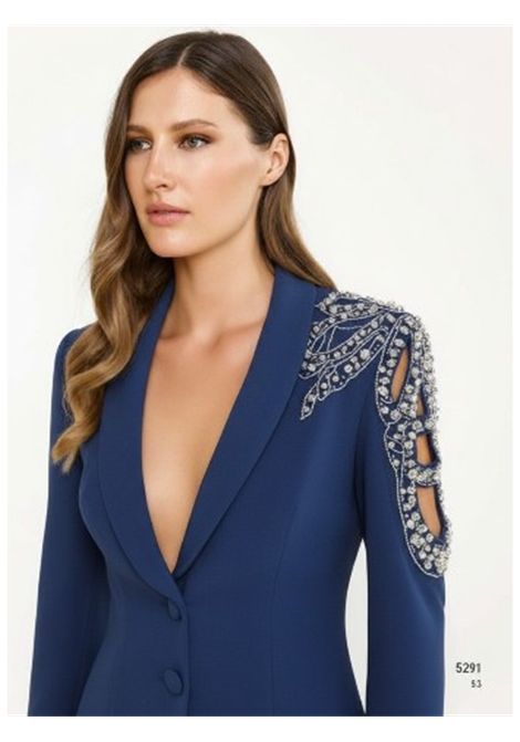 TAILLEUR CON TRASPARENZA E APPLICAZIONI ALLE SPALLE MAESTRI | Abiti | 5291BLU