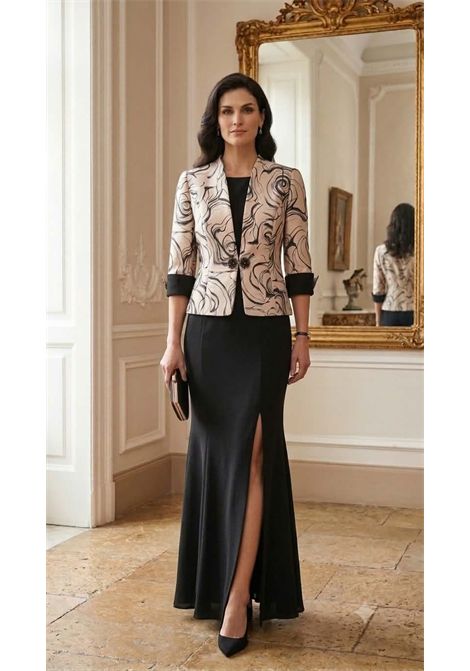 Abito Lungo con Giacca Jacquard a Contrastro MUSANI | Abiti | RR21001225101