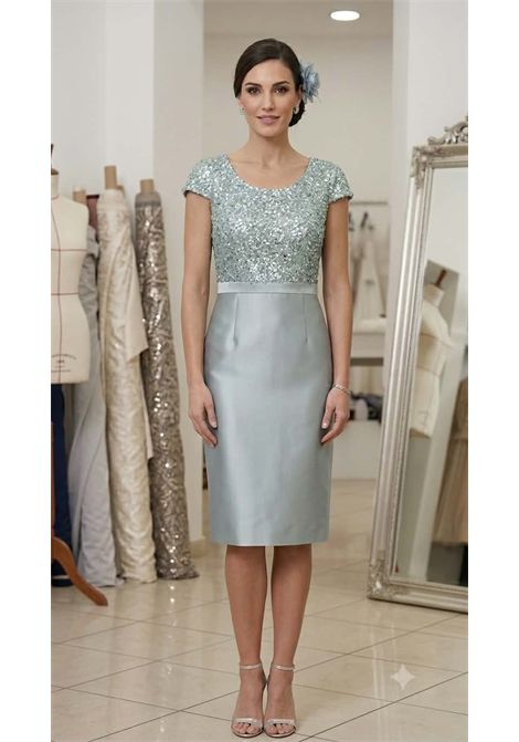 Abito a Tubino in Raso e Giacca Cropped di Paillettes MUSANI | Abiti | RR45002763