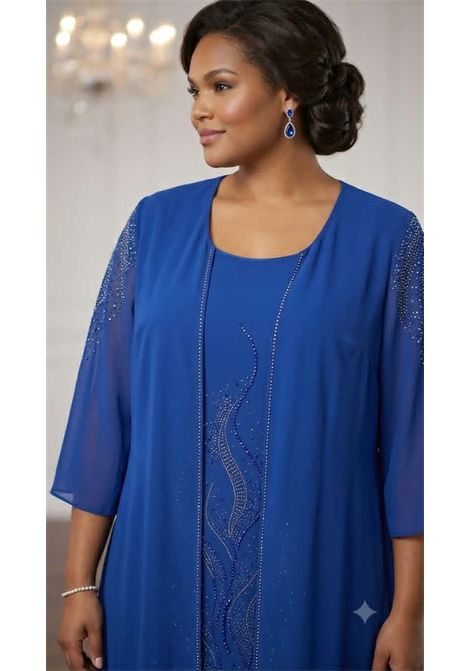 Abito da Cerimonia Curvy in Jersey e Chiffon con Spolverino fisso e Dettagli di Luce MUSANI | Abiti | RR510107442
