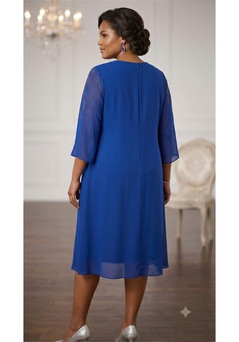 Abito da Cerimonia Curvy in Jersey e Chiffon con Spolverino fisso e Dettagli di Luce MUSANI | Abiti | RR510107442