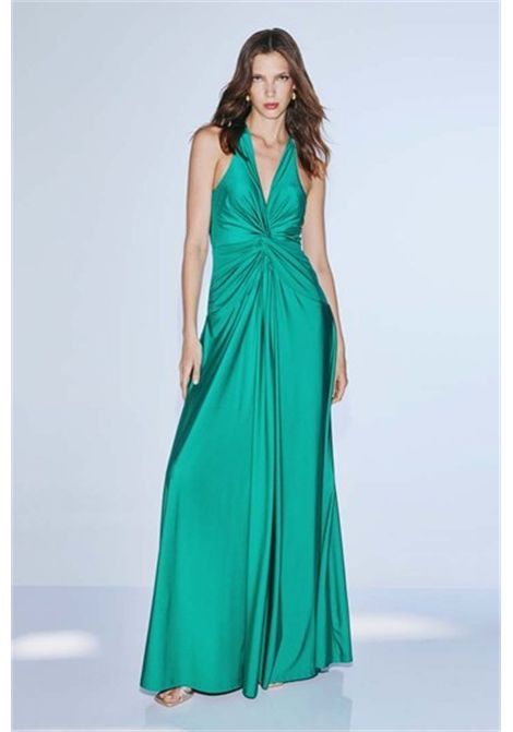 Long Satin Dress with Open Back TWINS | dress | T4884PETROL
