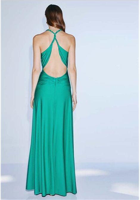 Long Satin Dress with Open Back TWINS | dress | T4884PETROL